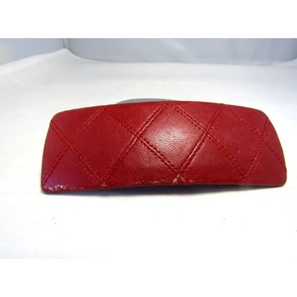 CHANEL Quilted Red Hair Clip Barette - Picture 2 of 6